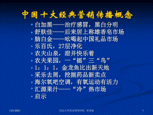 [精選]西北大學(xué)經(jīng)濟(jì)管理學(xué)院中國(guó)十大經(jīng)典營(yíng)銷傳播概念(專業(yè)版)