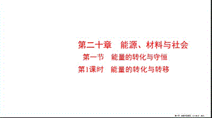 學(xué)年九年級(jí)物理全冊(cè)第20章第1節(jié)能量的轉(zhuǎn)化與守恒第1課時(shí)能量的轉(zhuǎn)化與轉(zhuǎn)移課件新版滬科版2-免費(fèi)閱讀