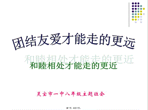 3主題班會：團(tuán)結(jié)友愛才能走得更遠(yuǎn)-和睦相處才能走得更近全解(完整版)