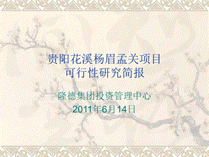 貴陽花溪楊眉孟關(guān)項(xiàng)目可行性研究簡報(bào)(專業(yè)版)