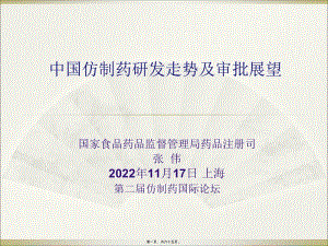 中國仿制藥研發(fā)走勢及審批展望--sfda-張偉2012(存儲版)