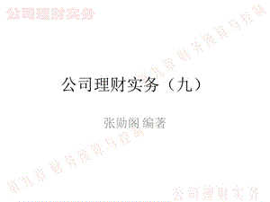 公司理財實務(wù)第九章(文件)