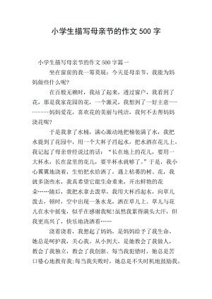 小學(xué)生描寫(xiě)母親節(jié)的作文500字-文庫(kù)吧資料