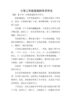 小學(xué)二年級美麗的冬天作文(編輯修改稿)