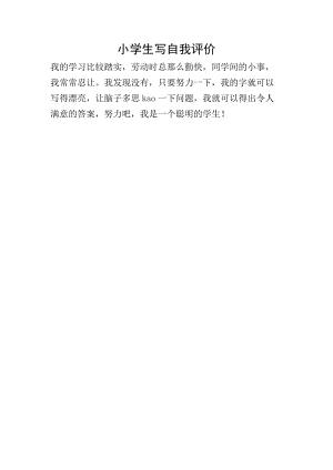 小學(xué)生寫自我評價(jià)(存儲版)