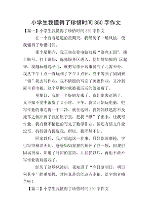 小學(xué)生我懂得了珍惜時間350字作文(文件)