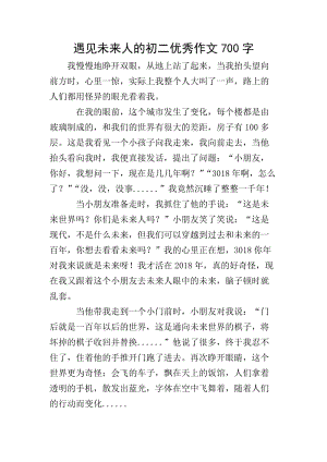 遇見未來人的初二優(yōu)秀作文700字(存儲版)