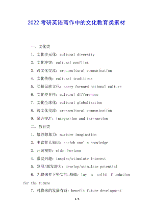 2022考研英語(yǔ)寫(xiě)作中的文化教育類素材-wenkub.com
