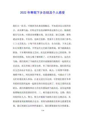 2022年寒假下鄉(xiāng)總結(jié)及個(gè)人感受--免費(fèi)閱讀