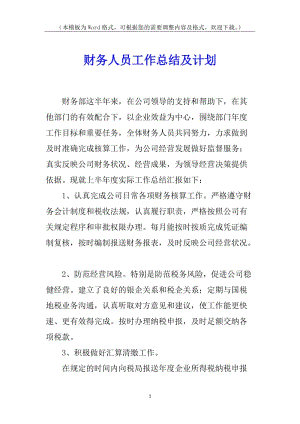 財(cái)務(wù)人員工作總結(jié)及計(jì)劃-全文預(yù)覽