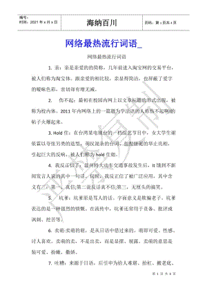 網(wǎng)絡(luò)最熱流行詞語-文庫吧