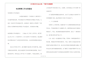電話銷售工作自我鑒定(留存版)