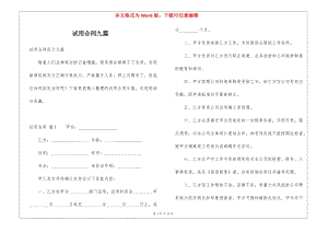 試用合同九篇(存儲(chǔ)版)
