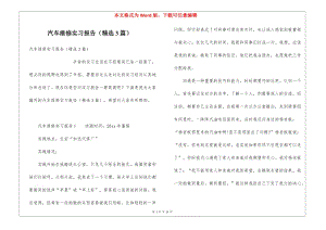 汽車維修實習(xí)報告(精選3篇)(編輯修改稿)