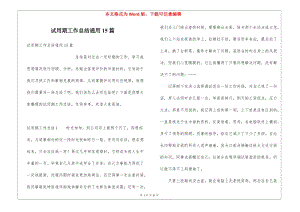 試用期工作總結(jié)通用15篇(編輯修改稿)