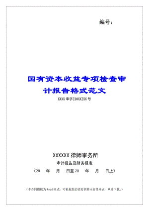 國有資本收益專項(xiàng)檢查審計(jì)報告格式范文-閱讀頁