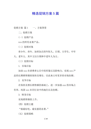 精選促銷方案5篇(專業(yè)版)