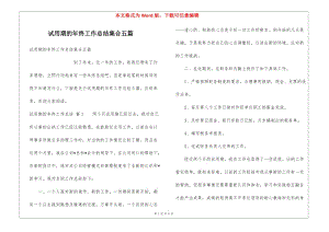 試用期的年終工作總結(jié)集合五篇(存儲版)
