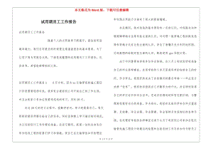 試用期員工工作報告(存儲版)