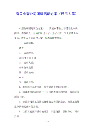 有關(guān)小型公司團(tuán)建活動(dòng)方案(通用8篇)-預(yù)覽頁(yè)