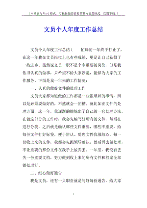 文員個人年度工作總結(專業(yè)版)
