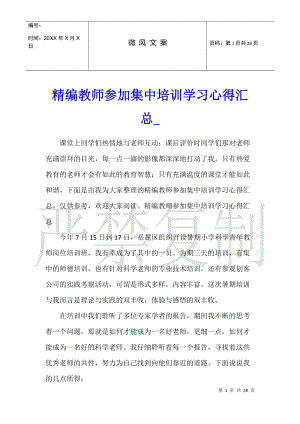精編教師參加集中培訓(xùn)學(xué)習(xí)心得匯總-文庫(kù)吧