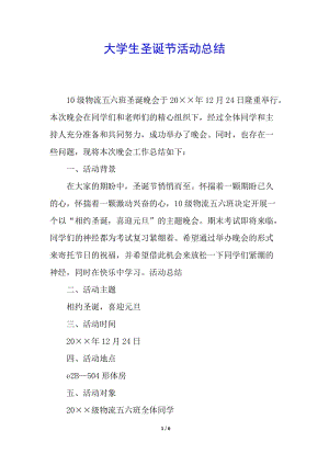 大學(xué)生圣誕節(jié)活動總結(jié)(完整版)