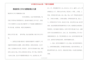 精選財(cái)務(wù)工作計(jì)劃模板集合九篇(留存版)