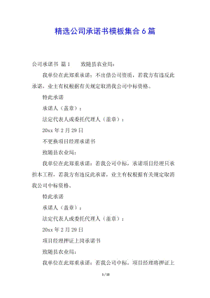 精選公司承諾書模板集合6篇(編輯修改稿)