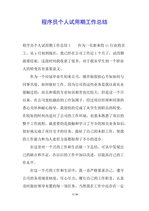程序員個人試用期工作總結(jié)(留存版)