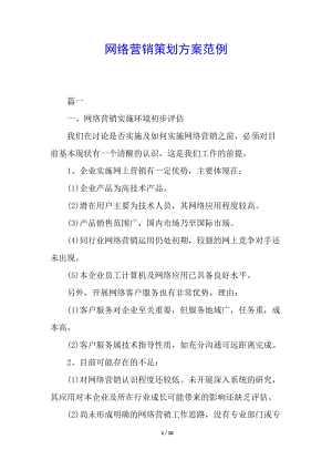 網(wǎng)絡(luò)營銷策劃方案范例-預(yù)覽頁