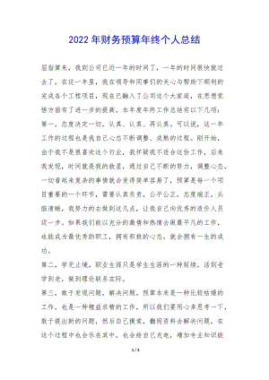 2022年財務(wù)預(yù)算年終個人總結(jié)--在線瀏覽