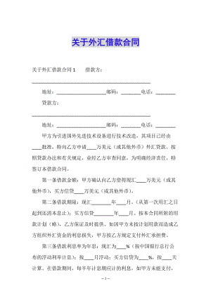 關(guān)于外匯借款合同(已改無錯字)