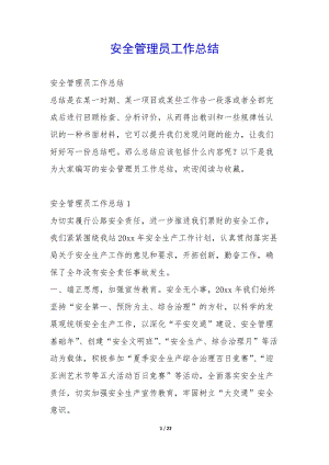 安全管理員工作總結(jié)-(編輯修改稿)