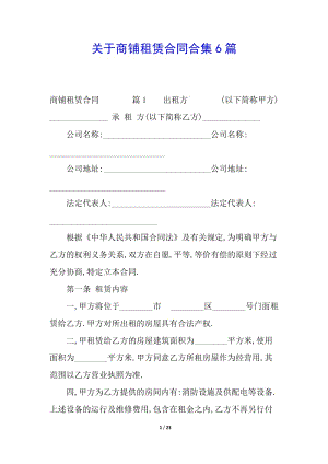 關(guān)于商鋪租賃合同合集6篇-預覽頁