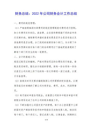 財(cái)務(wù)總結(jié)：2022年公司財(cái)務(wù)會(huì)計(jì)工作總結(jié)-(完整版)