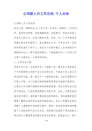 公司新人月工作總結-個人總結--在線瀏覽