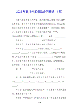 2022年銀行外匯借款合同精選11篇--預(yù)覽頁(yè)