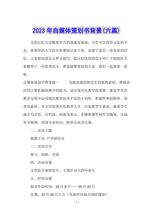 2023年自媒體策劃書背景(六篇)-預(yù)覽頁