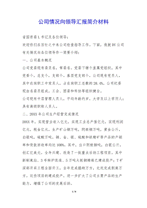 公司情況向領(lǐng)導(dǎo)匯報(bào)簡介材料-(已改無錯字)