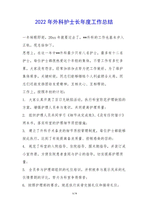 2022年外科護士長年度工作總結---免費閱讀