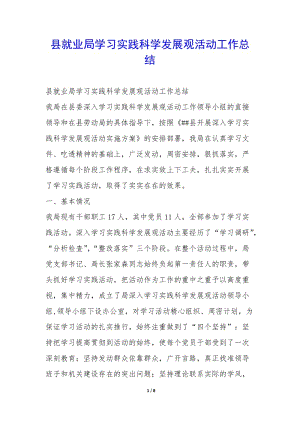 縣就業(yè)局學習實踐科學發(fā)展觀活動工作總結--預覽頁