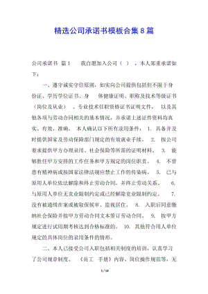精選公司承諾書模板合集8篇(專業(yè)版)