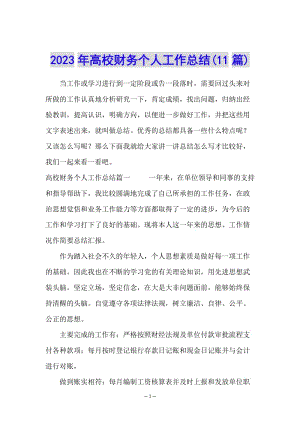 2023年高校財務(wù)個人工作總結(jié)(11篇)-閱讀頁