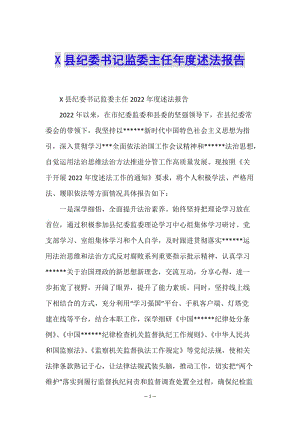 x縣紀(jì)委書記監(jiān)委主任年度述法報(bào)告-展示頁