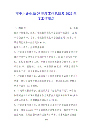 市中小企業(yè)局09年度工作總結及2022年度工作要點-(已修改)