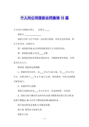個人向公司借款合同集錦15篇(已修改)