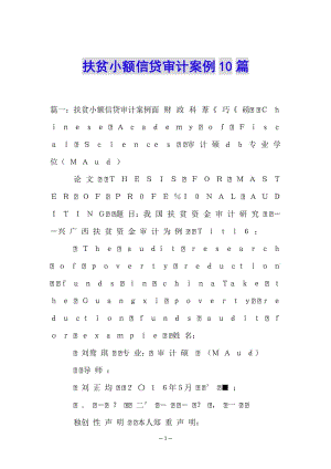 扶貧小額信貸審計案例10篇(已改無錯字)