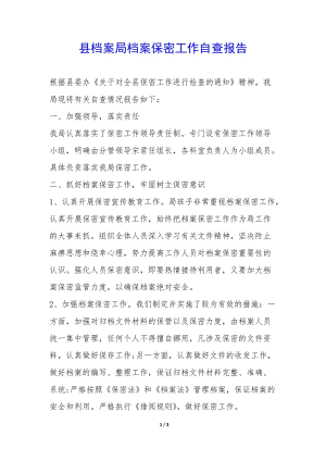 縣檔案局檔案保密工作自查報(bào)告--展示頁