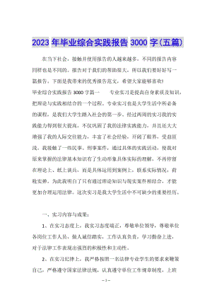 2023年畢業(yè)綜合實(shí)踐報(bào)告3000字(五篇)(已修改)
